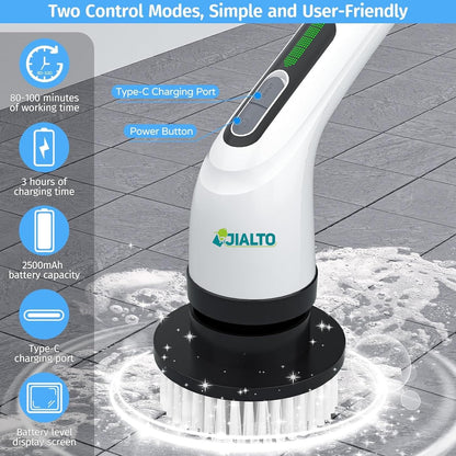 JIALTO Plastic Electric Spin Scrubber for Cleaning , Electric Mop for Floor Cleaning with 7 in 1 Replaceable Brush Heads