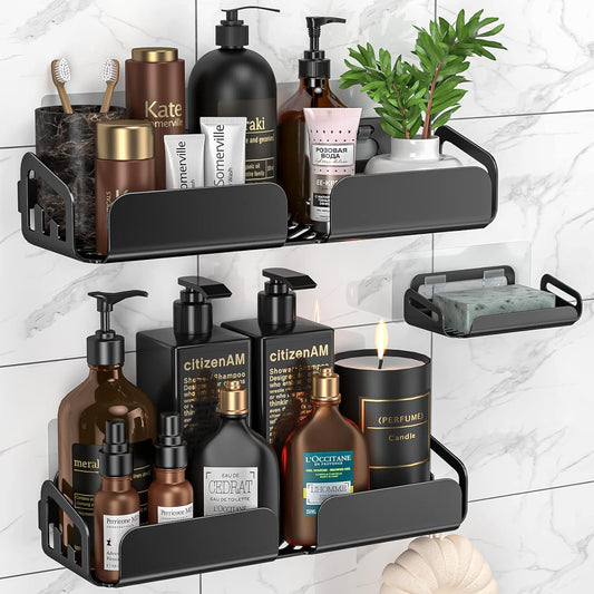 Jialto Bathroom Shelf for Wall, Bathroom Organiser, Wall Mounted Bathroom Rack,- Black