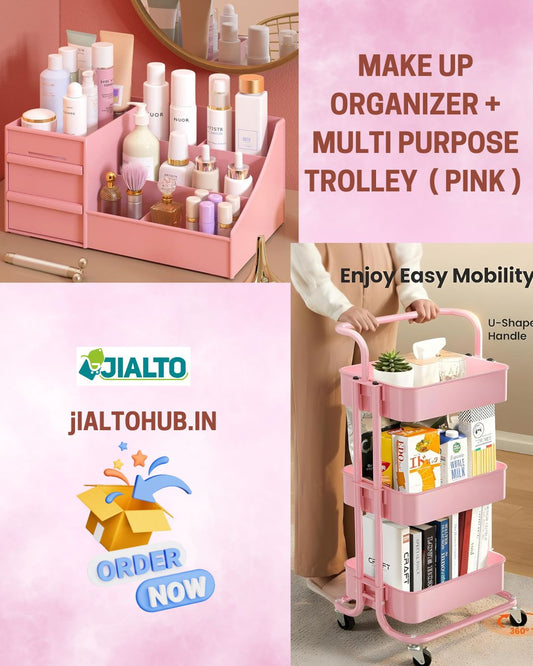 Jialto : Makeup organizer + 3 Tier Trolley  For Just 2999