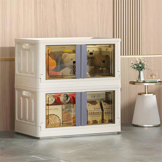 JIALTO 2-Pack White Foldable Plastic Cupboard - Versatile & Durable Storage Solution for Clothes