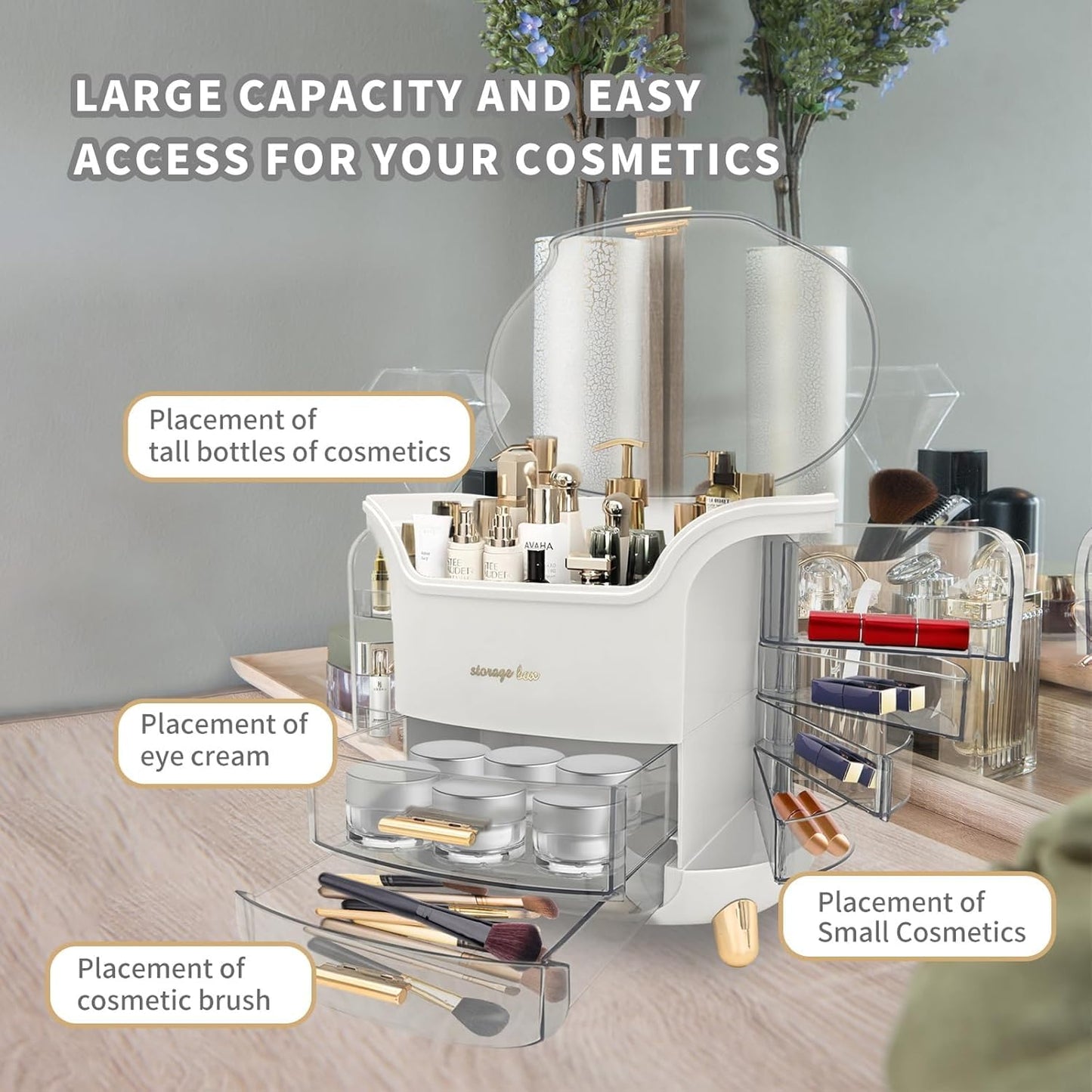 Jialto  Makeup Organizer Box | Countertop Cosmetic Organizer for Woman