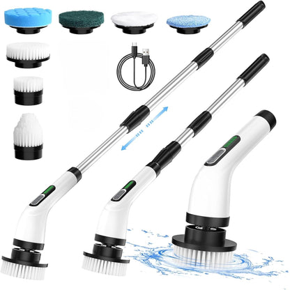 JIALTO Plastic Electric Spin Scrubber for Cleaning , Electric Mop for Floor Cleaning with 7 in 1 Replaceable Brush Heads