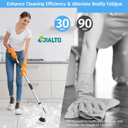 JIALTO Plastic Electric Spin Scrubber for Cleaning , Electric Mop for Floor Cleaning with 7 in 1 Replaceable Brush Heads