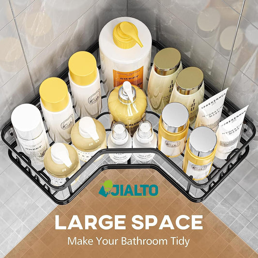 JIALTO 2 Pcs Corner Shelf for Bathroom | Without Drill Self Adhesive Bathroom Shelf